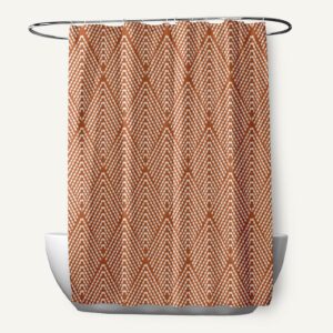 Simply Daisy 70" W x 73" H Lifeflor, Geometric Print Polyester Shower Curtain, Orange
