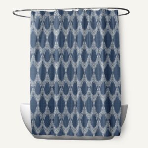 Simply Daisy 70" W x 73" H Peace 2 Geometric Print Polyester Shower Curtain, Navy