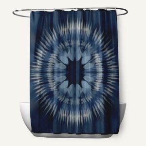 Simply Daisy Shibori Burst Polyester Polyester Shower Curtain, Navy