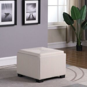 Single Striped Modern Storage Ottoman Yellow, Grey