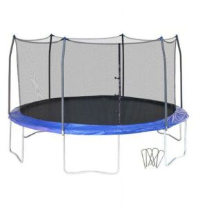 Skywalker Trampolines 16 Ft Round Trampoline and Enclosure w/ Windstakes - Blue