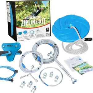 Slackers 70' Zipline System with Seat and Bonus Spring Brake System including Premium Zip Line Safety Features