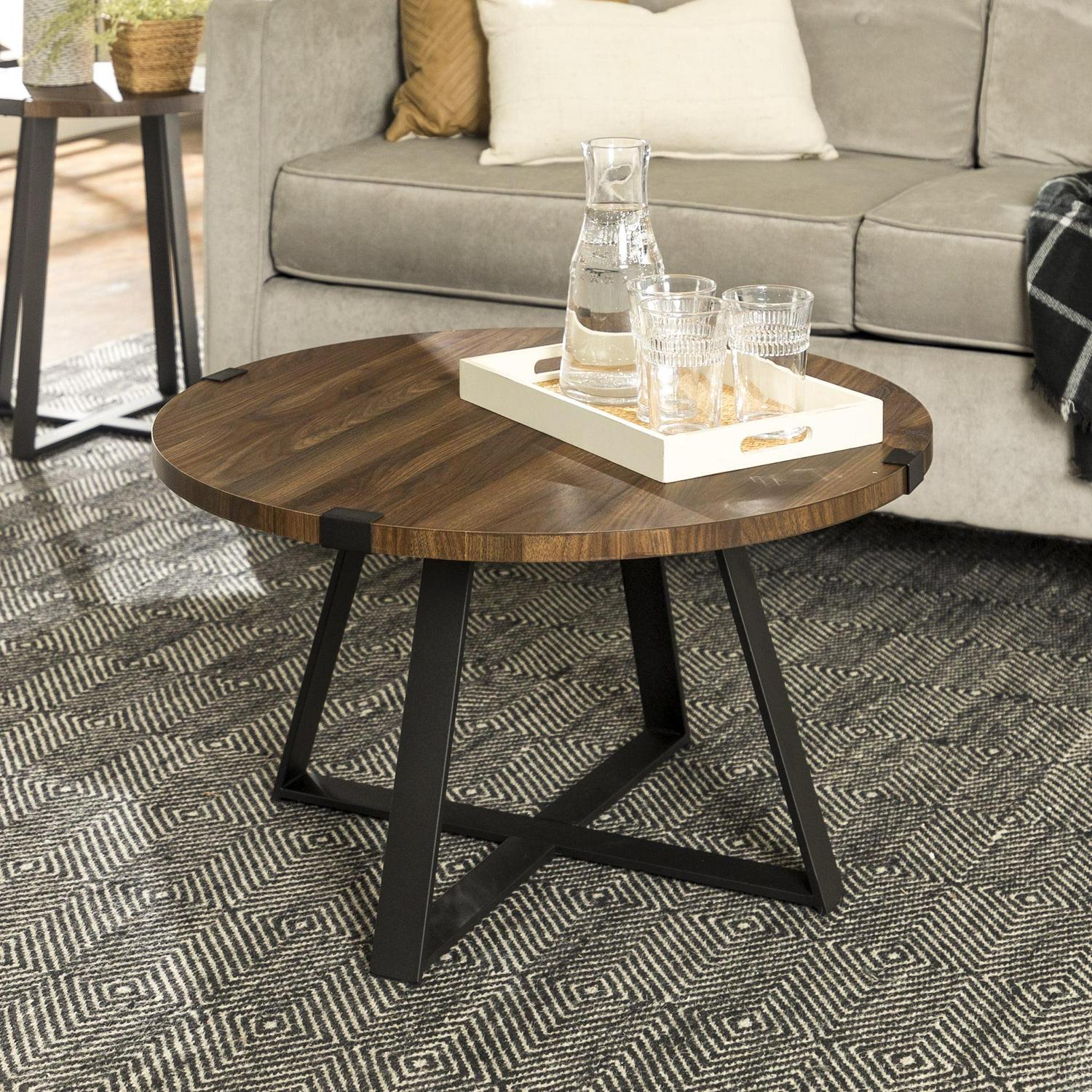 Slate Wrap Leg Dark Walnut Coffee Table by Walker Edison