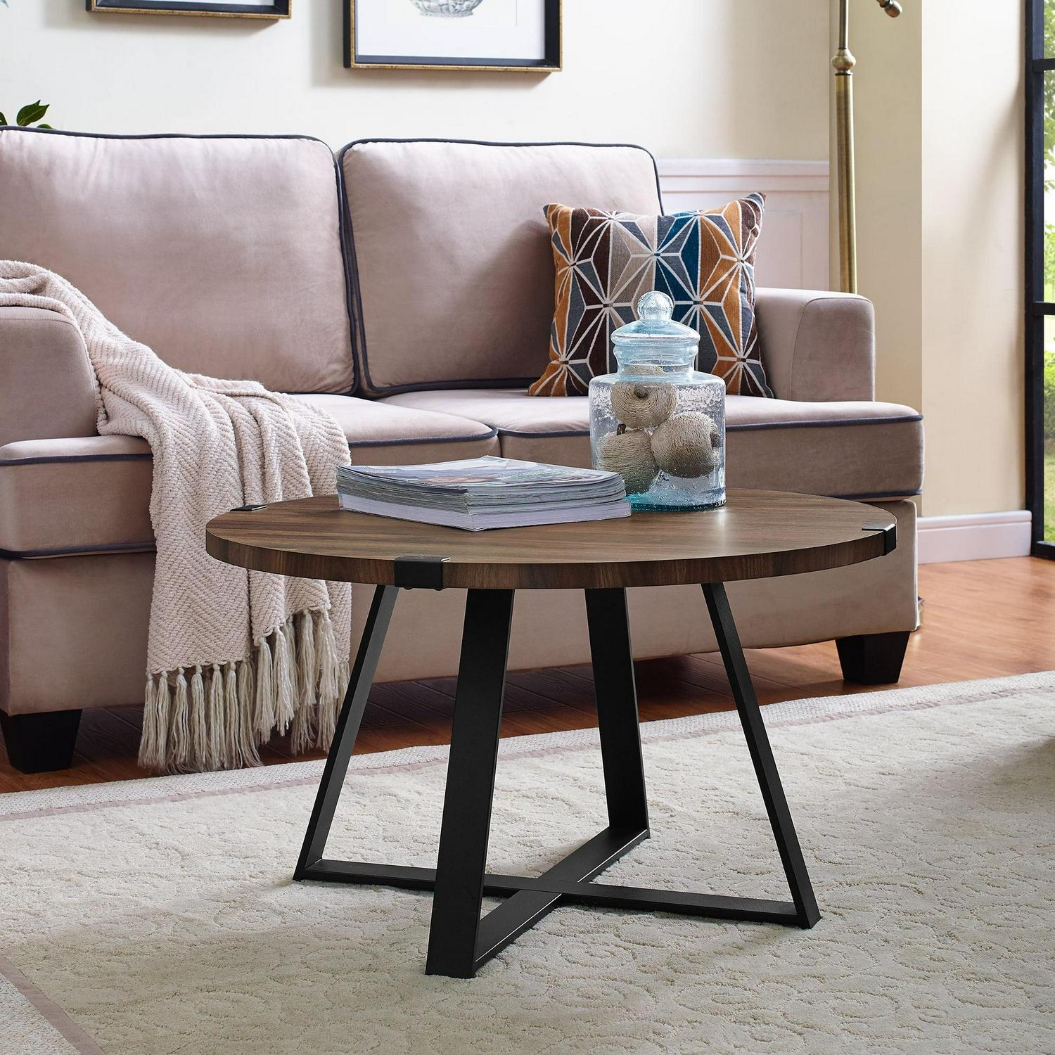 Slate Wrap Leg Dark Walnut Coffee Table by Walker Edison - Image 3