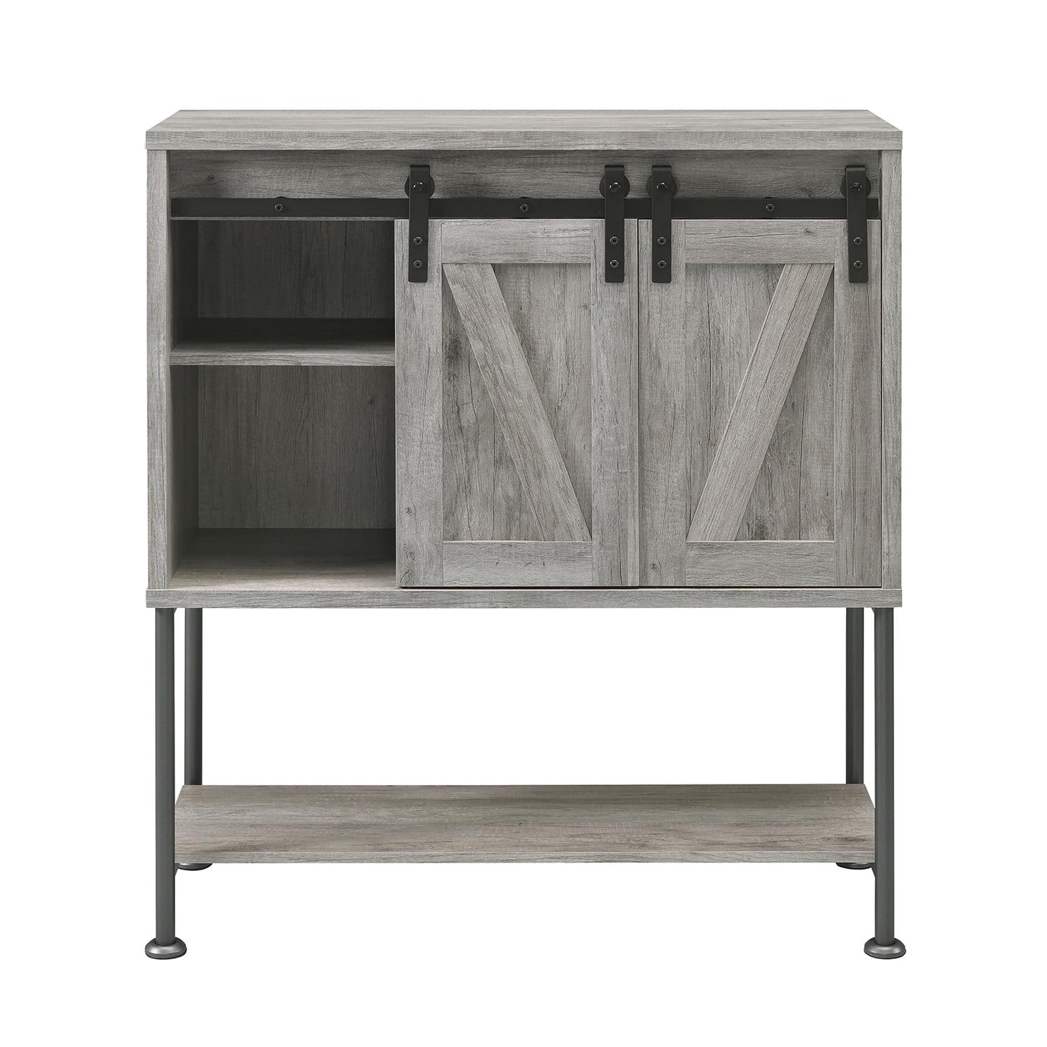 Sliding Door Bar Cabinet with Lower Shelf Grey Driftwood - Image 3