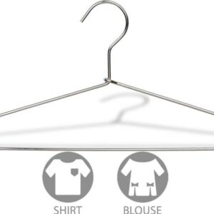 Slim Metal Suit Hanger, Box of 50 Thin and Strong Chrome Top Hangers for Shirts and Pants