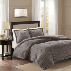 Sloan Plush Down Alternative Comforter Mini Set Grey Full/Queen