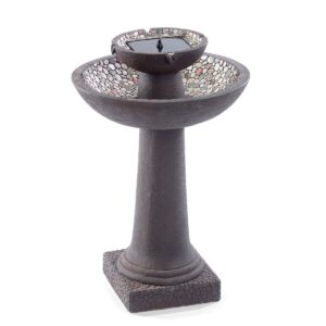 Smart Solar, Riverstone Solar-on-Demand 2-Tier Fountain - Brown