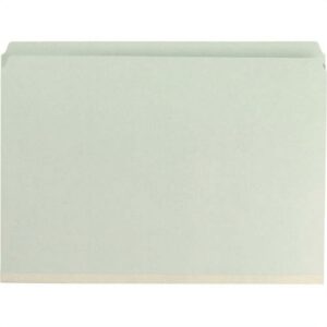 Smead Pressboard File Folder with SafeSHIELDÂ® Fasteners, 2 Fasteners, Straight-Cut Tab, 2" Expansion, Legal Size, Gray/Green, 25 per Box (19910)