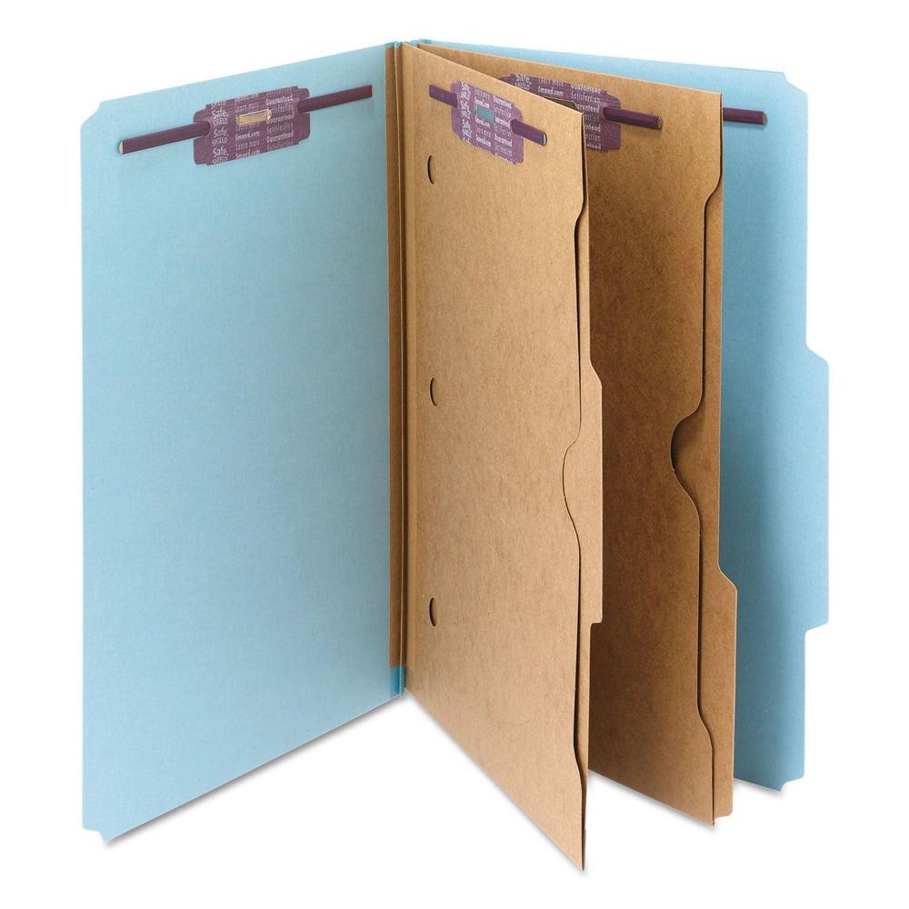 Smead 19081 Pressboard Six-Section Top Tab Classification Folders - Legal, Blue (10/Box)