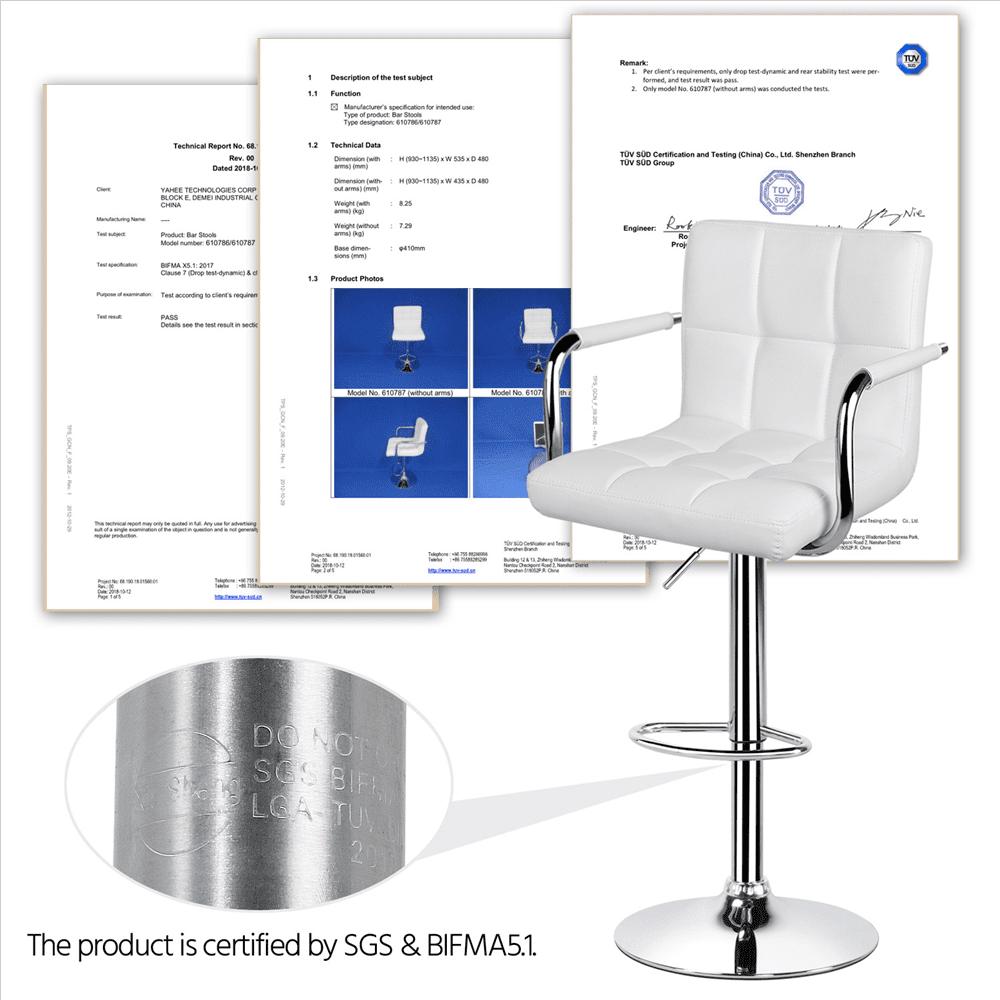 Alden Design Adjustable Swivel Bar Stools Modern Faux Leather Bar Chair Set of 2, White - Image 5