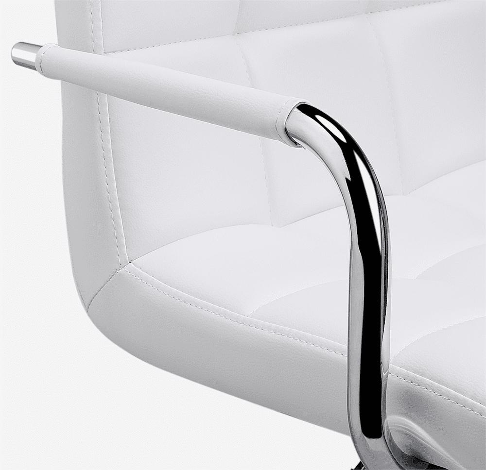 Alden Design Adjustable Swivel Bar Stools Modern Faux Leather Bar Chair Set of 2, White - Image 9