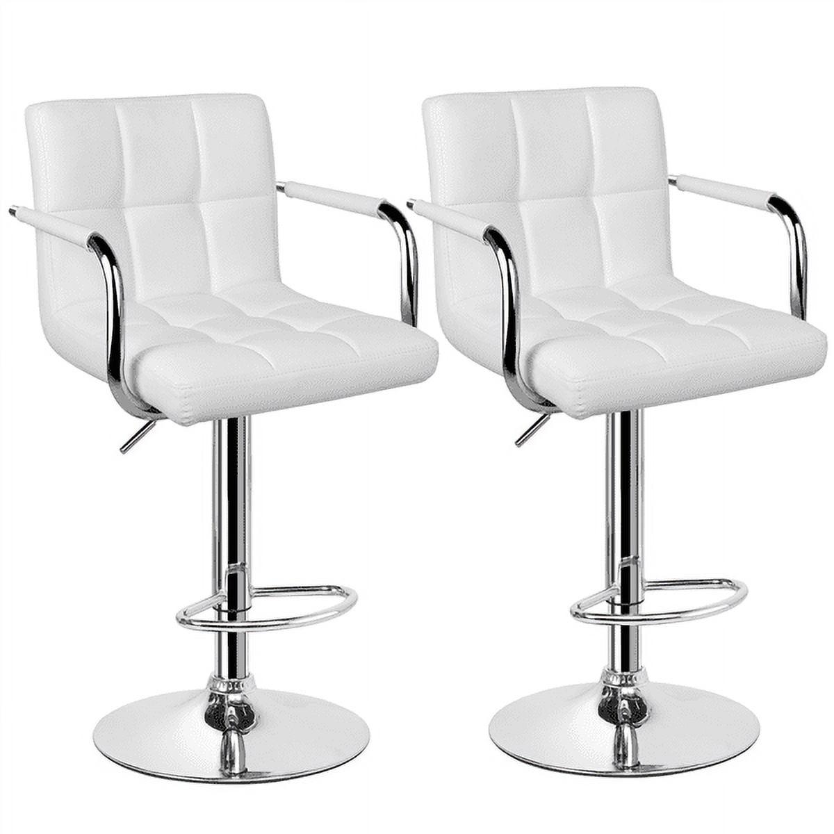 Alden Design Adjustable Swivel Bar Stools Modern Faux Leather Bar Chair Set of 2, White - Image 12