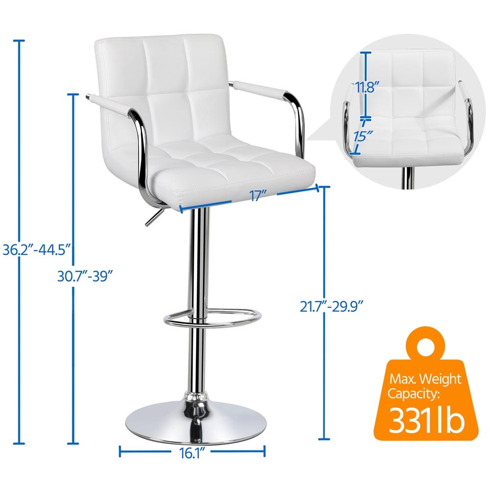 Alden Design Adjustable Swivel Bar Stools Modern Faux Leather Bar Chair Set of 2, White - Image 4