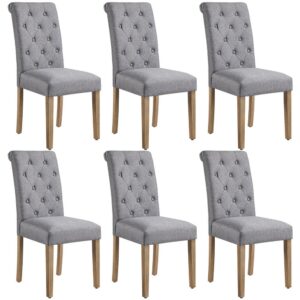 Alden Design 6 Pieces Padded Parsons Fabric Upholstered Dining Chairs, Light Gray