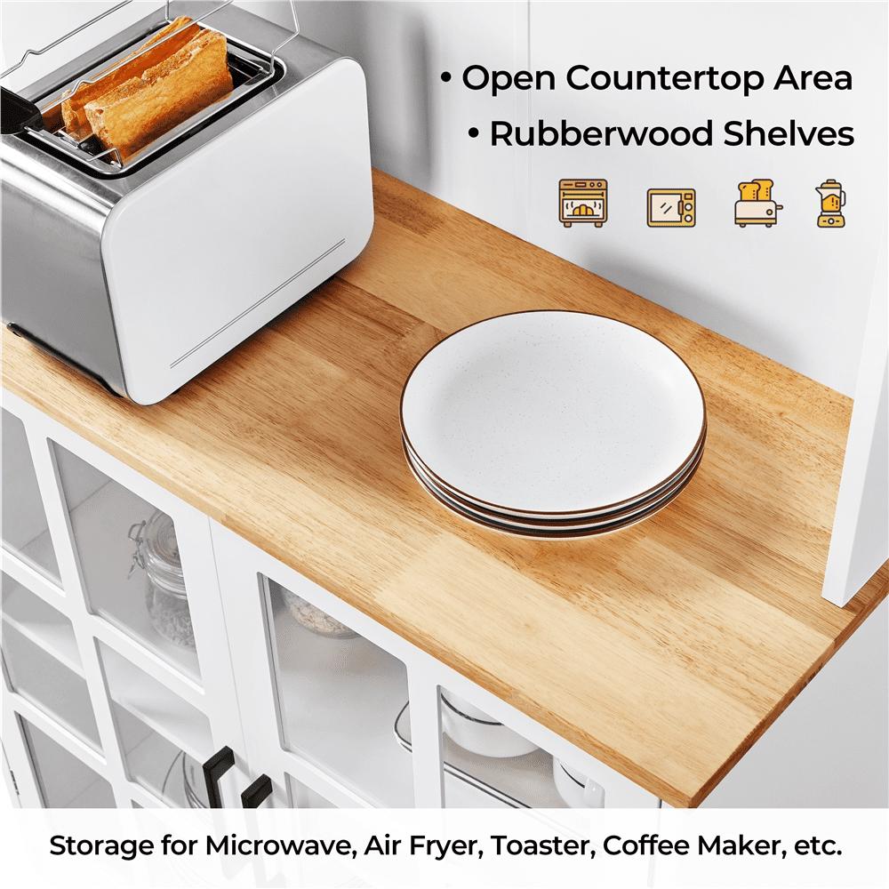 Alden Design 72"H Kitchen Pantry Storage with 3 Cabinets 2 Open Shelves for Dining Room, White - Image 6