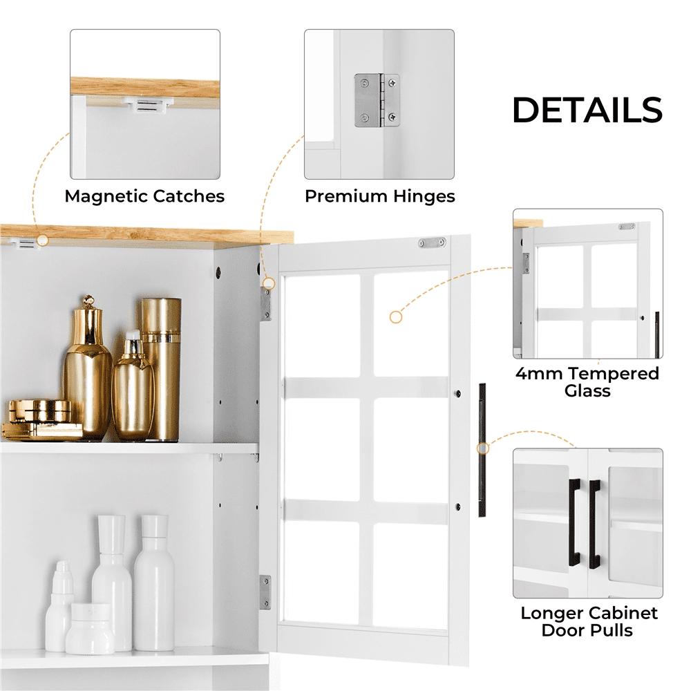 Alden Design 72"H Kitchen Pantry Storage with 3 Cabinets 2 Open Shelves for Dining Room, White - Image 4