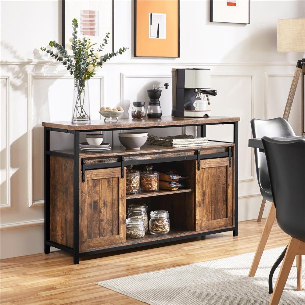 Alden Design Industrial TV Cabinet for 55-inch TV with Sliding Barn Doors, Rustic Brown - Image 7