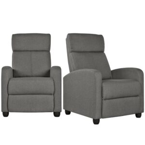 Alden Design Modern Adjustable Fabric Recliner with Footrest, Set of 2, Gray