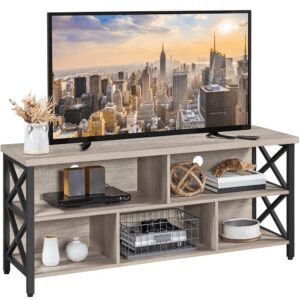 Alden Design Modern Industrial TV Stand for TVs up to 65" with Storage, Gray