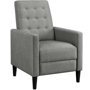 Alden Design Modern Tufted Fabric Push Back Recliner with Pocket Spring, Gray