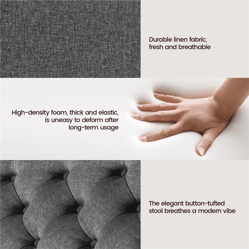 Alden Design Modern Linen-like Storage Ottoman Bench with Button-Tufted for Entryway, Dark Gray - Image 8