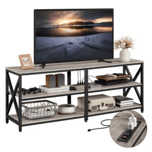 Alden Design Vintage 3-Layer TV Stand with Power Outlet for TV up to 70", Gary