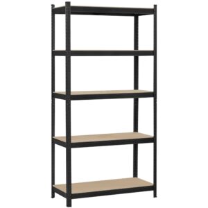 Alden Design 5-Tier Metal Boltless & Adjustable Storage Rack, Black