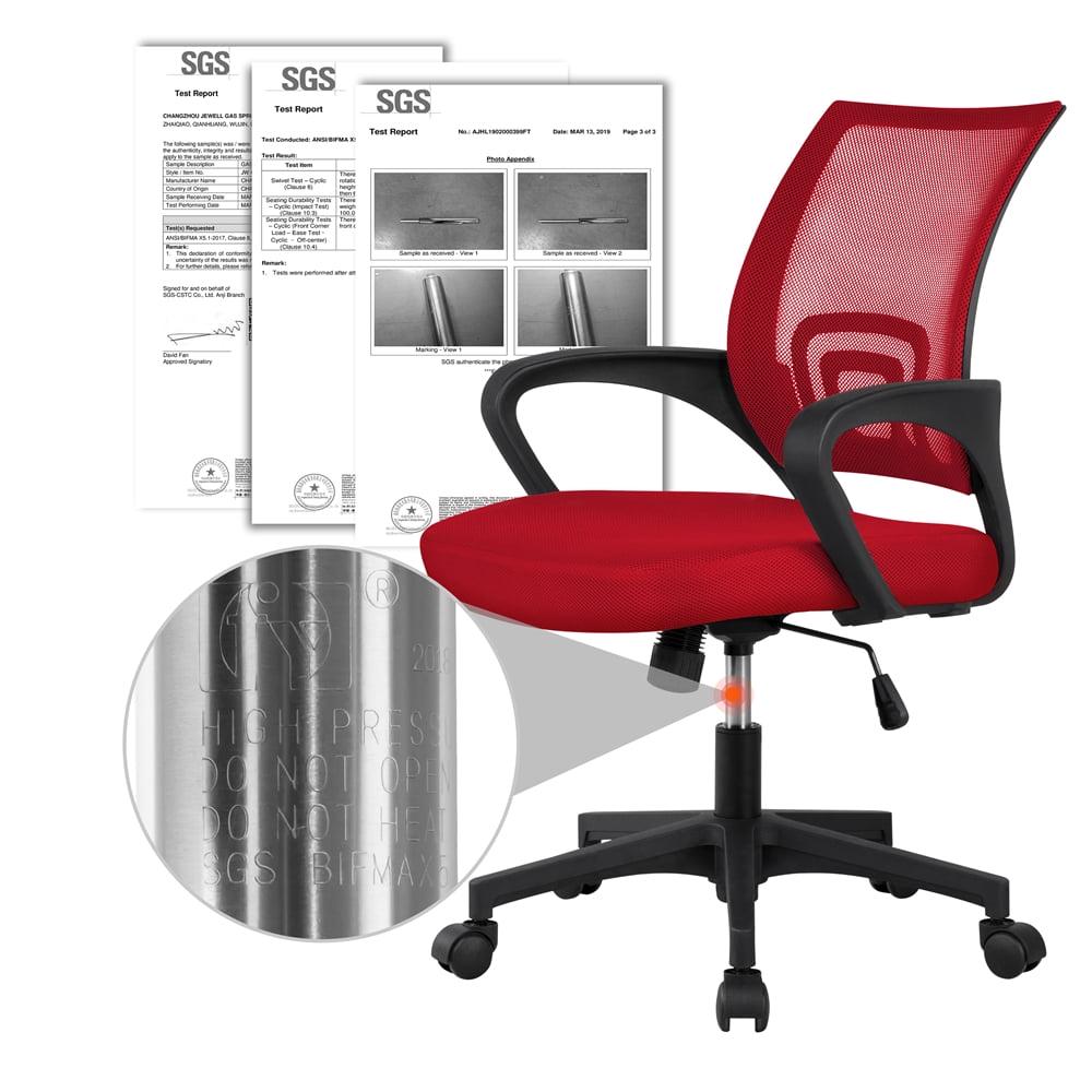 Alden Design Adjustable Mid Back Mesh Swivel Office Chair with Armrest, Set of 2, Red - Image 5