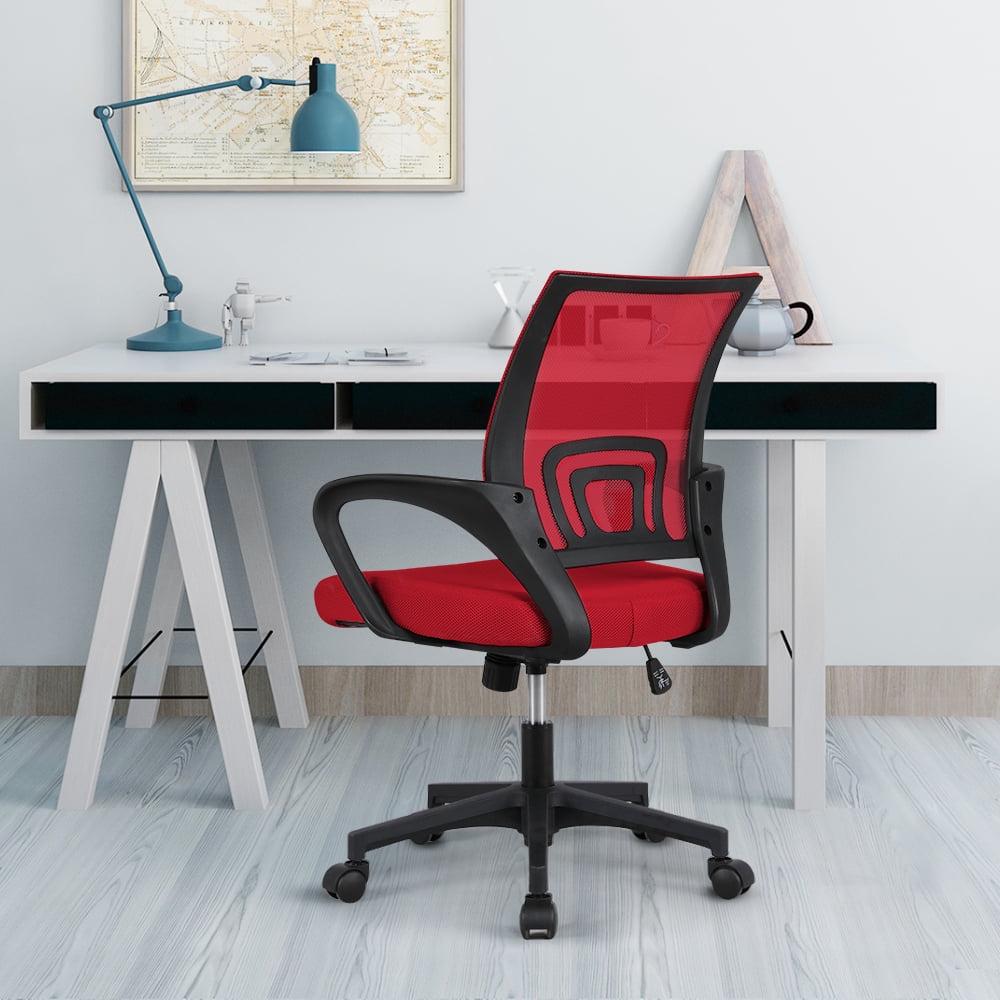 Alden Design Adjustable Mid Back Mesh Swivel Office Chair with Armrest, Set of 2, Red - Image 8