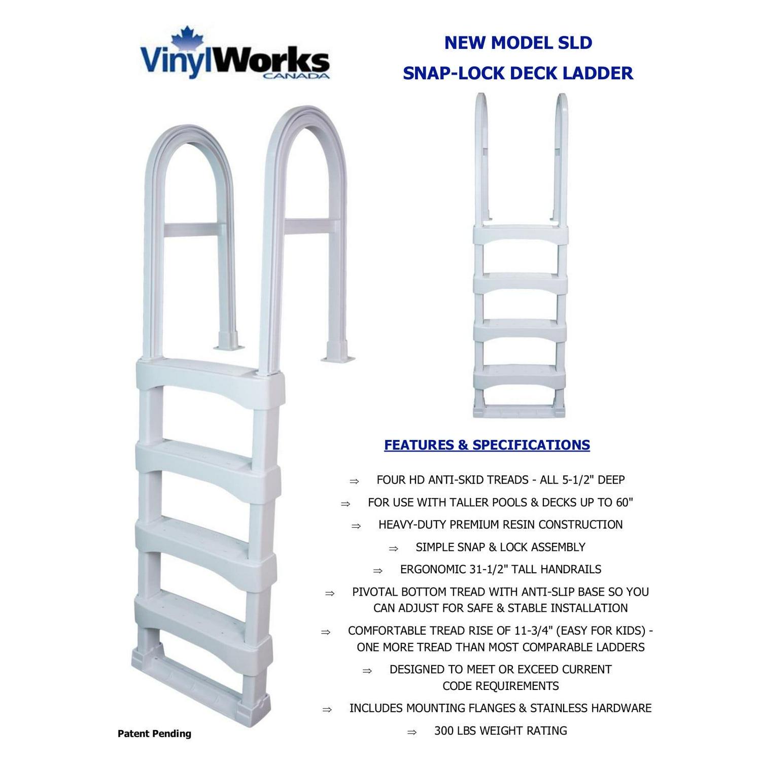 Vinyl Works White Pool Ladder for 60" Above Ground Pools - Image 3