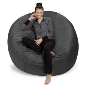 Sofa Sack Bean Bag Chair, Memory Foam with Microsuede Cover, Kids, Adults, 6 ft, Charcoal