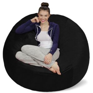 Sofa Sack Bean Bag Chair, Memory Foam Lounger with Microsuede Cover, Kids, Adults, 5 ft, Black