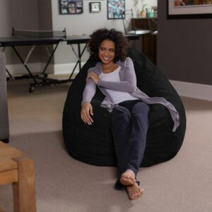 Sofa Sack Bean Bag Pillow, Memory Foam Lounger with Microsuede Cover, Kids, Adults, 5.5 ft, Black