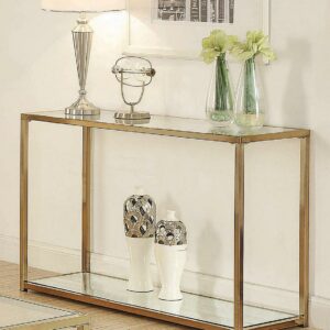 Sofa Table with Mirror Shelf Chocolate Chrome