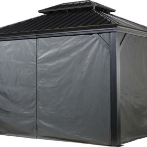 Sojag Grey Curtains for Messina/Mykonos Gazebo, 10 ft. x 10 ft., Spun, Outdoor Shades