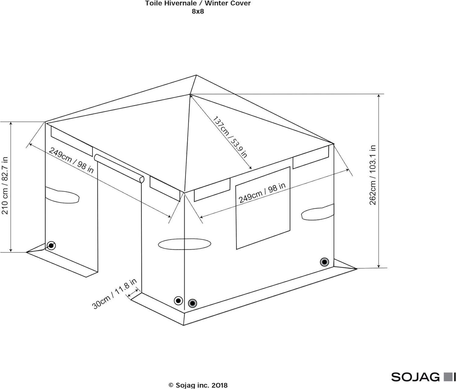 Sojag Winter Cover 8 x 8 x 9 ft Grey Winter Cover For Gazebos - Image 2