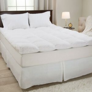 Somerset Home Down Mattress Topper - Queen 4-Inch Duck and Goose Feather Bed with Cotton Mattress Topper Cover (White)