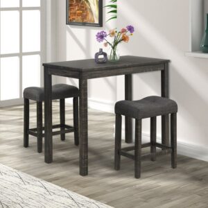 Roundhill Furniture Sora Wood 3-Pc Counter Height Dining Set, Gray