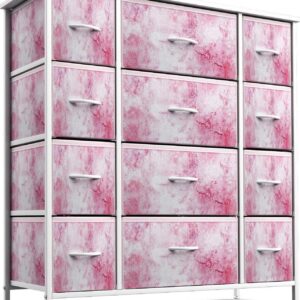 Sorbus Dresser w/ 12 Drawers - Furniture Storage Chest Tower Unit for Bedroom Tie-Dye Pink