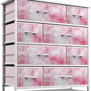 Sorbus Dresser for Kids Bedroom 8 Drawers - Storage Organizer Closet Furniture Chest for Girls & Boys, Nursery, Playroom, Clothes, Toys - Steel Frame, Wood Top, Fabric Bins (Tie-dye Pink)