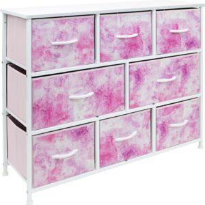 Sorbus Dresser with 8 Fabric Bins Drawers - Kids Furniture Storage Chest for Clothing Toys Organization, Bedroom, Closet (Tie-Dye Pink)