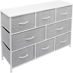 Sorbus Dresser with Fabric Drawers – Wide Storage Chest, Collapsible & Portable TV Stand – Organizing for Bedroom & Living Room, White/Gray
