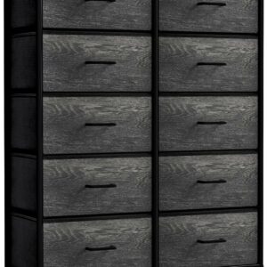 Sorbus Dresser with 10 Faux Wood Drawers - Storage Unit Organizer Chest for Clothes - Bedroom, Hallway, Living Room, Closet, & Dorm Furniture - Steel Frame, Wood Top, & Easy Pull Polyester Fabric Bins