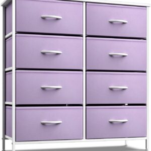 Sorbus Kid Dresser with 8 Fabric Bin Drawers - Pastel Color Furniture Storage Chest - Bedroom, Closet, and Toys Organizer - Purple