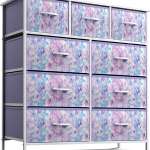 Sorbus Large 9 Drawer Dresser for Kids Bedroom, Tie-Dye Colors