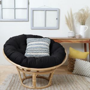 Sorra Home 44-inch Round Papasan Cushion - Black