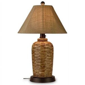 South Pacific Outdoor Table Lamp 45933 with Sesame Sunbrella Shade