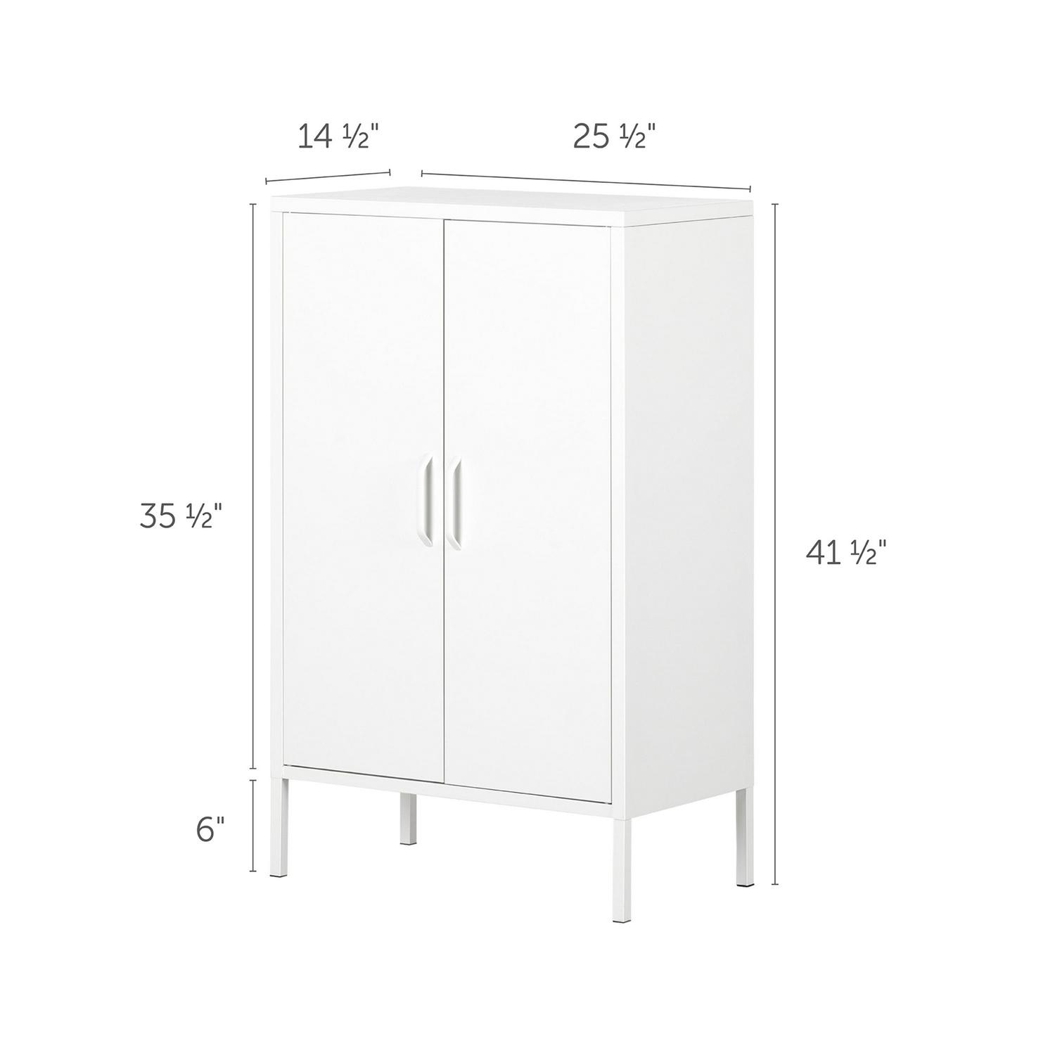 South Shore Crea, Contemporary Metal 2-Door Accent Cabinet, Pure White - Image 3