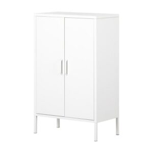 South Shore Crea, Contemporary Metal 2-Door Accent Cabinet, Pure White